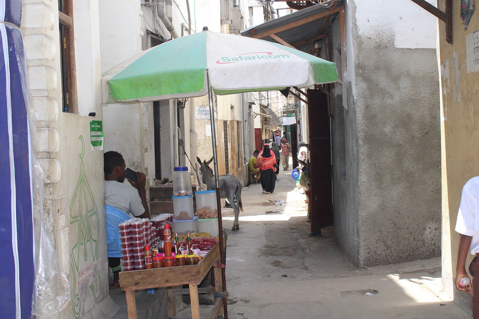 Everyday life on a street in Lamu Old Town